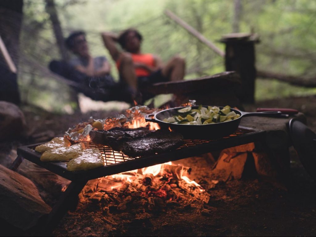 Cooking over a campfire